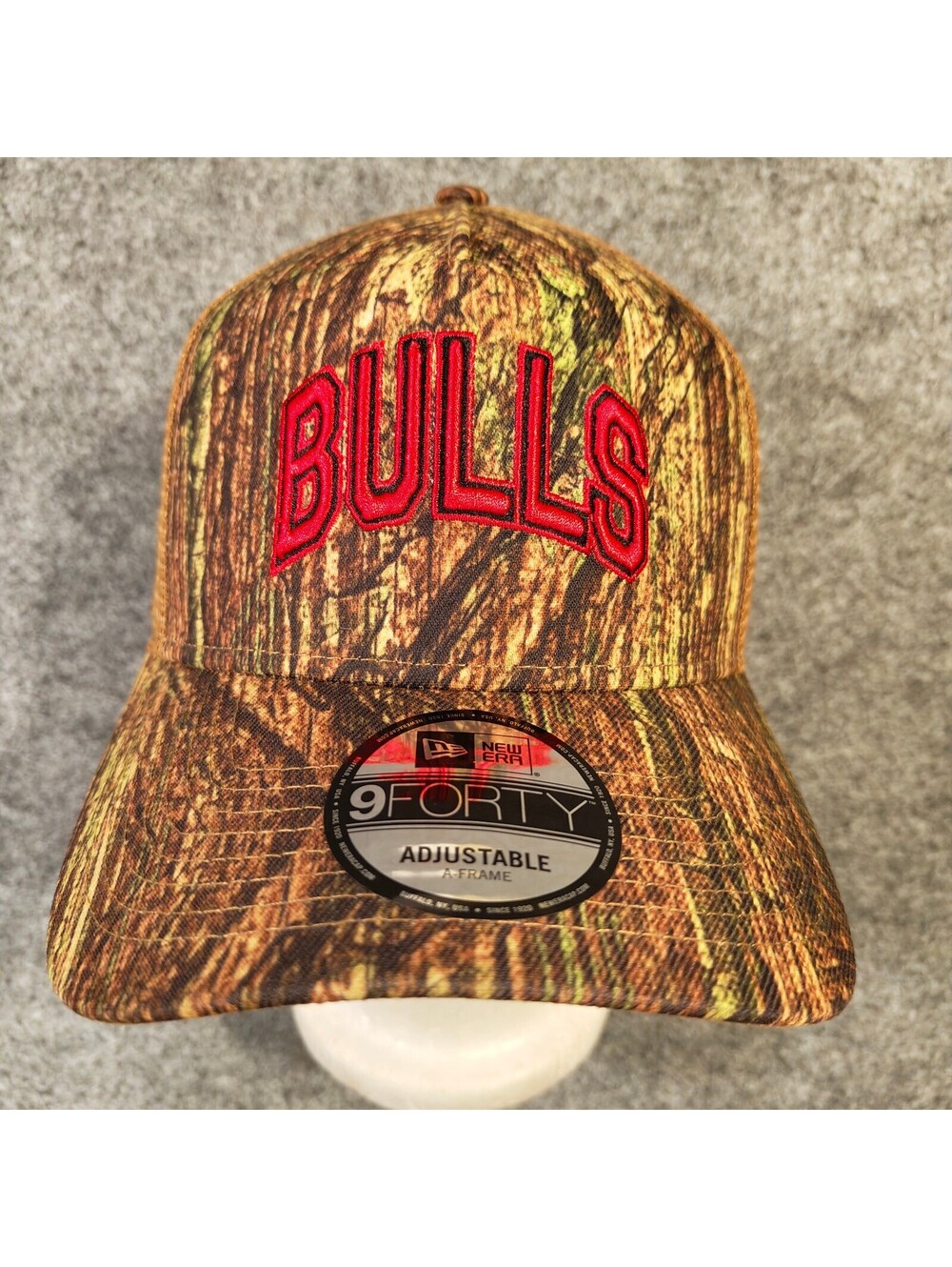 New Era Chicago Bulls 9FORTY A-Frame Trucker Hat Tree Bark Camo OSFA